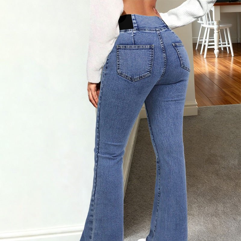 High-waisted stretch flared jeans