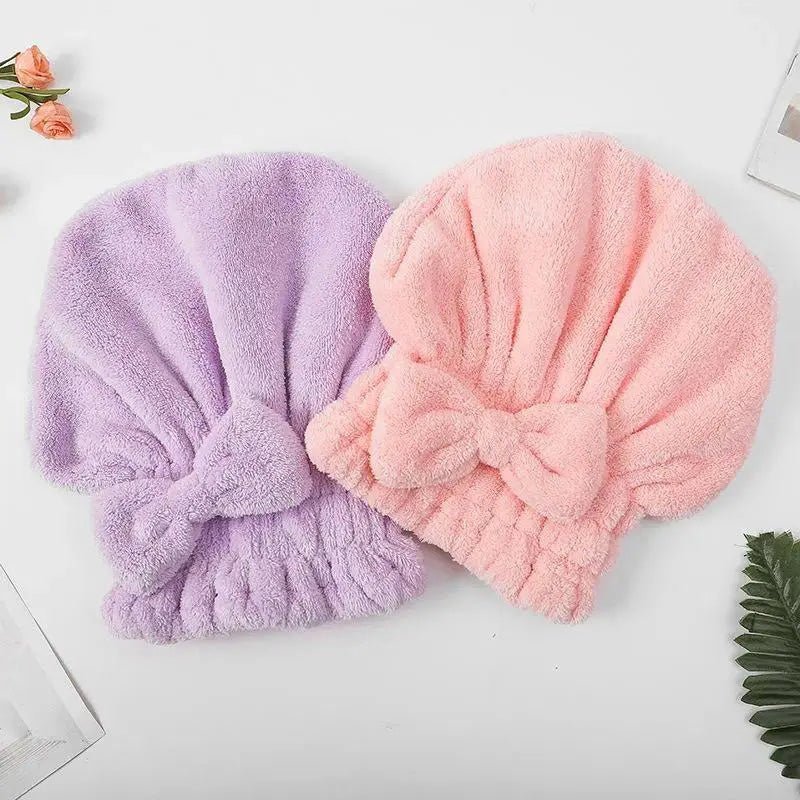 Bow-knot Coral Fleece Thickened Shower Cap