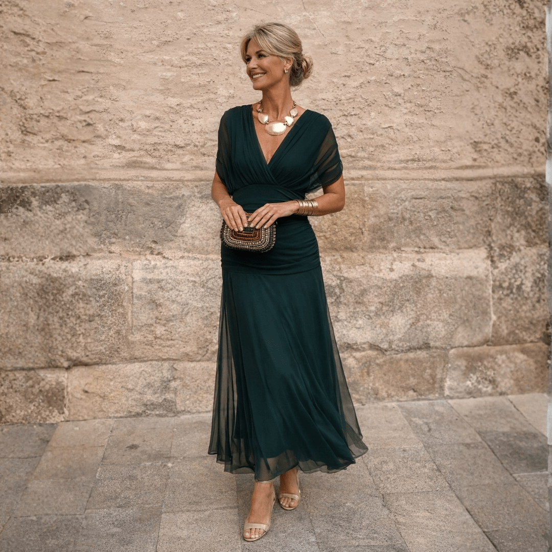 Norma - Off-Shoulder Chiffon Wrap Dress  | FINAL SALE