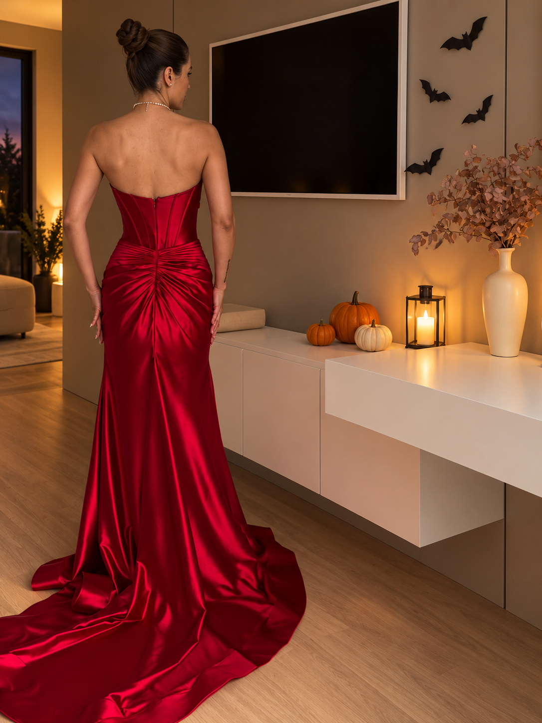 The Red Tube Slit Evening Gown