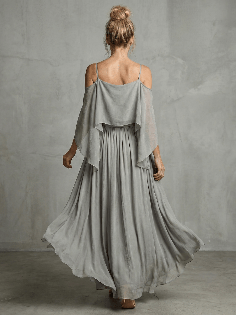 Marisol | Layered Drape Cold Shoulder Top Wide Leg Set