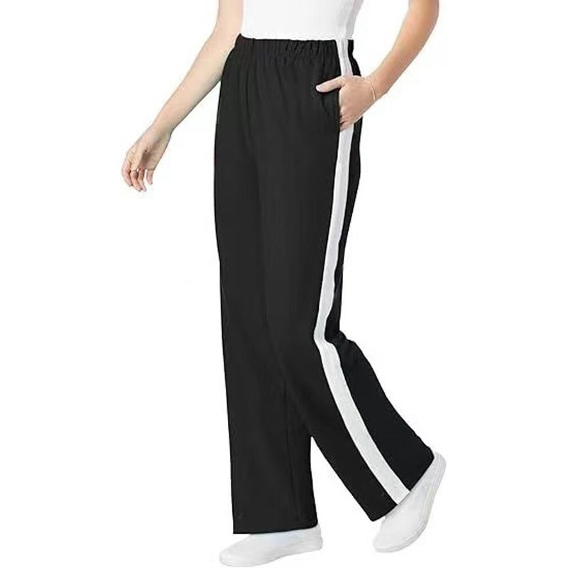 High-waisted leopard print side stripe wide-leg pants