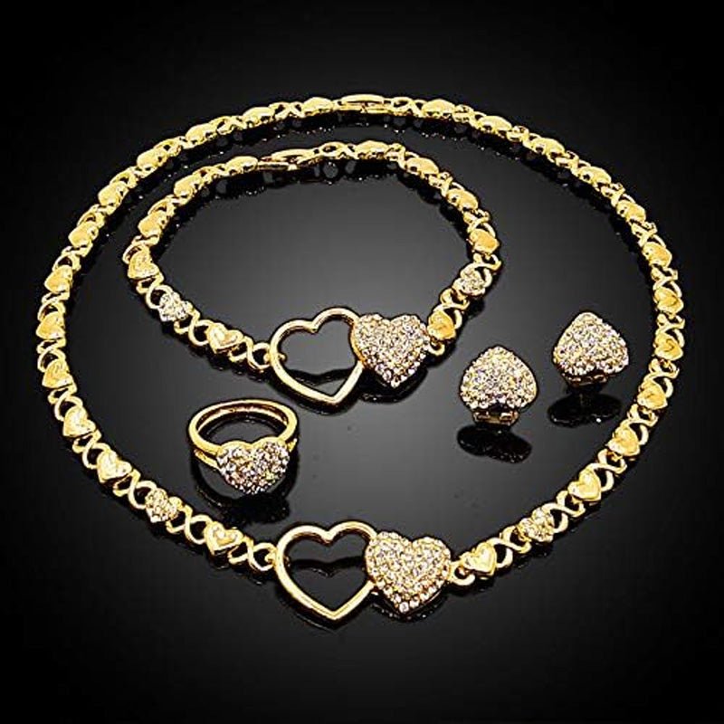 Romantic Heart Rhinestone Jewelry Set