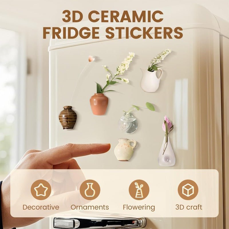3D Mini Vase Fridge Magnets