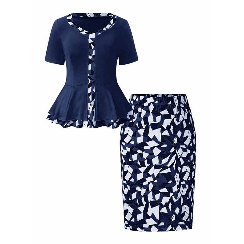 Fashionable leopard print ruffled skirt two-piece set