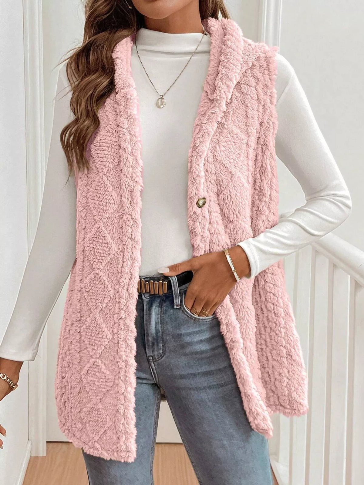 Cozy Sherpa Fleece Hooded Vest Coat