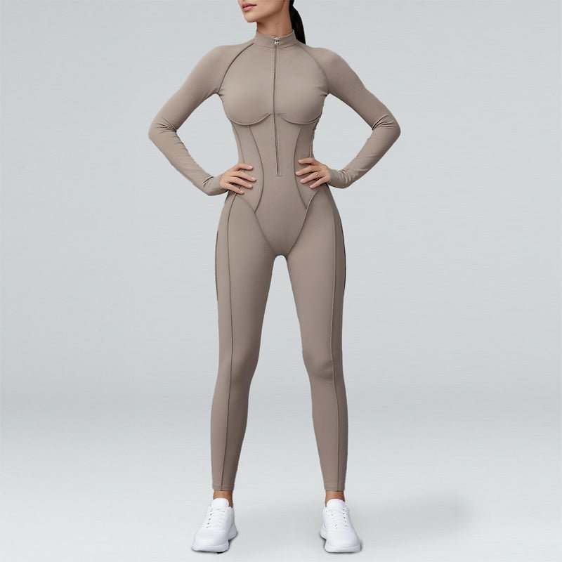 High-Neck Zippered Long-Sleeved Bodysuit