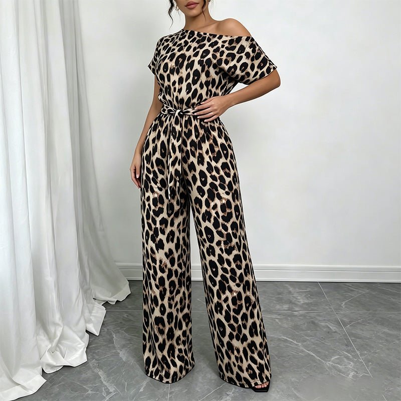 Asymmetrical off-shoulder wide-leg jumpsuit