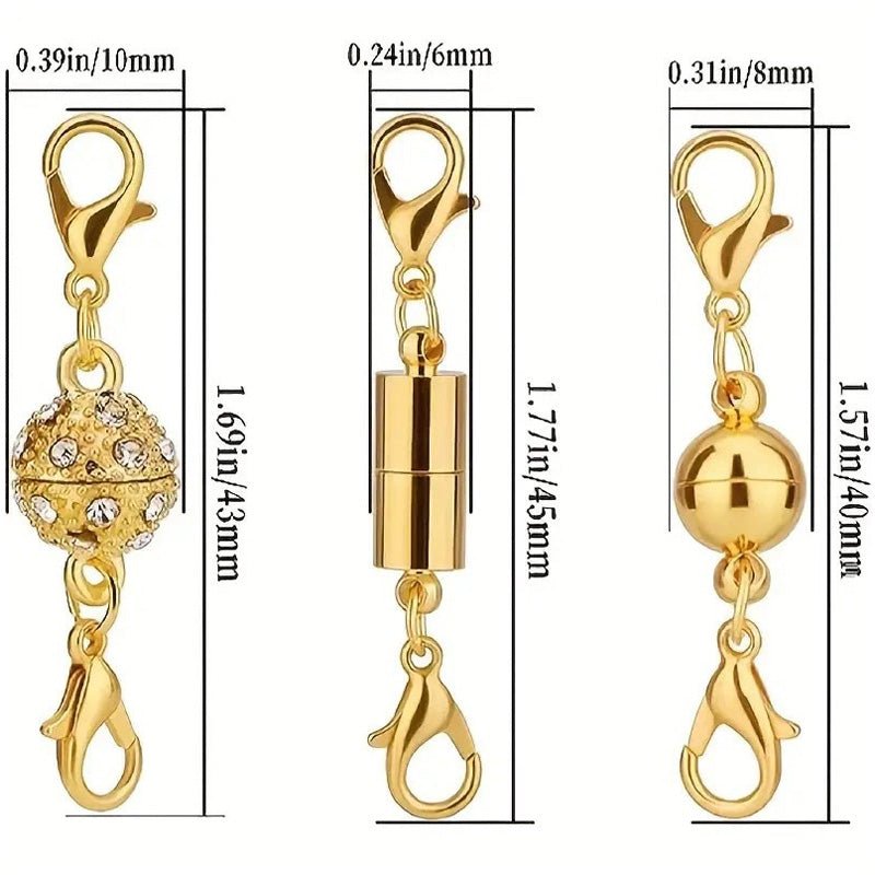 Magnetic diamond-encrusted ball jewelry clasp set