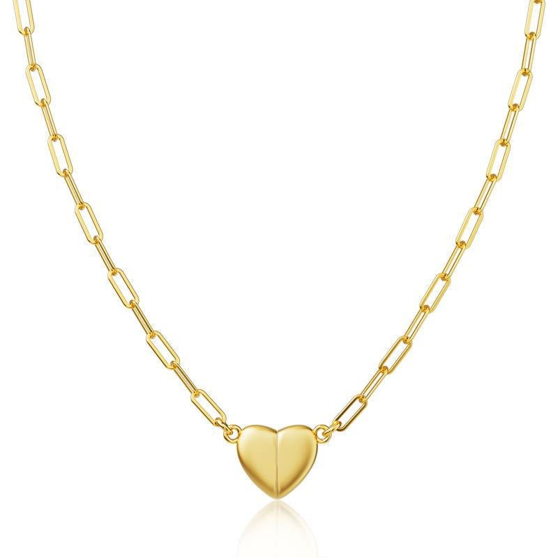 Heart Magnetic Clasp Paperclip Link Necklace