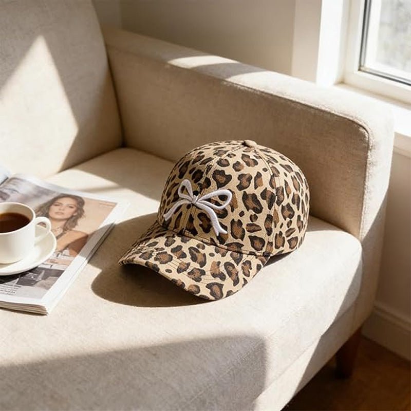 Leopard Print Bow Accent Baseball Cap