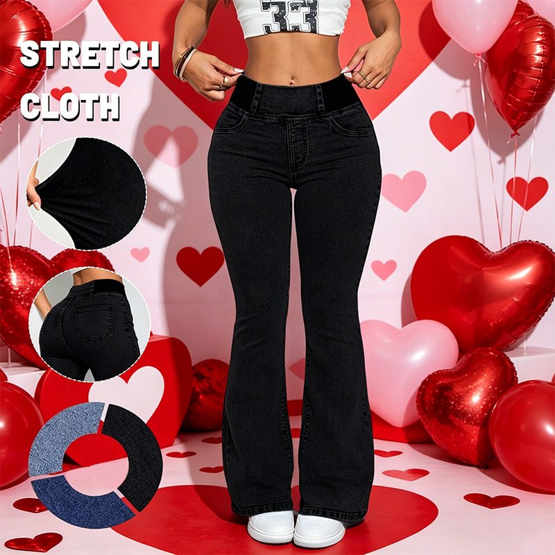 High-waisted stretch flared jeans
