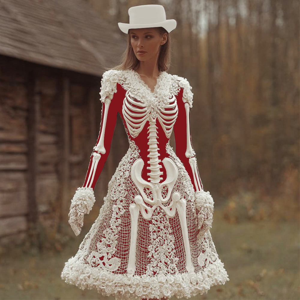 Women's Long Sleeve Gothic Midi Dress | Halloween