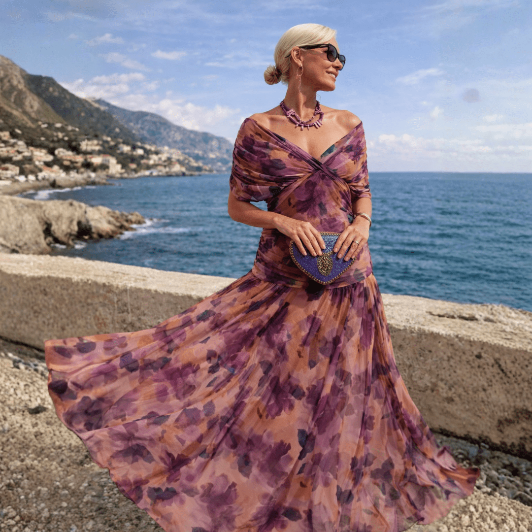 Norma - Off-Shoulder Chiffon Wrap Dress  | FINAL SALE