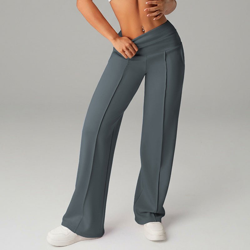 High-waisted wide-leg flared casual yoga pants