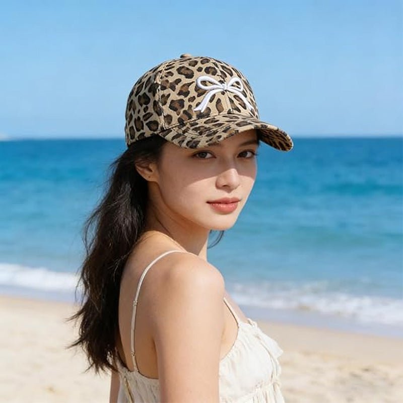 Leopard Print Bow Accent Baseball Cap