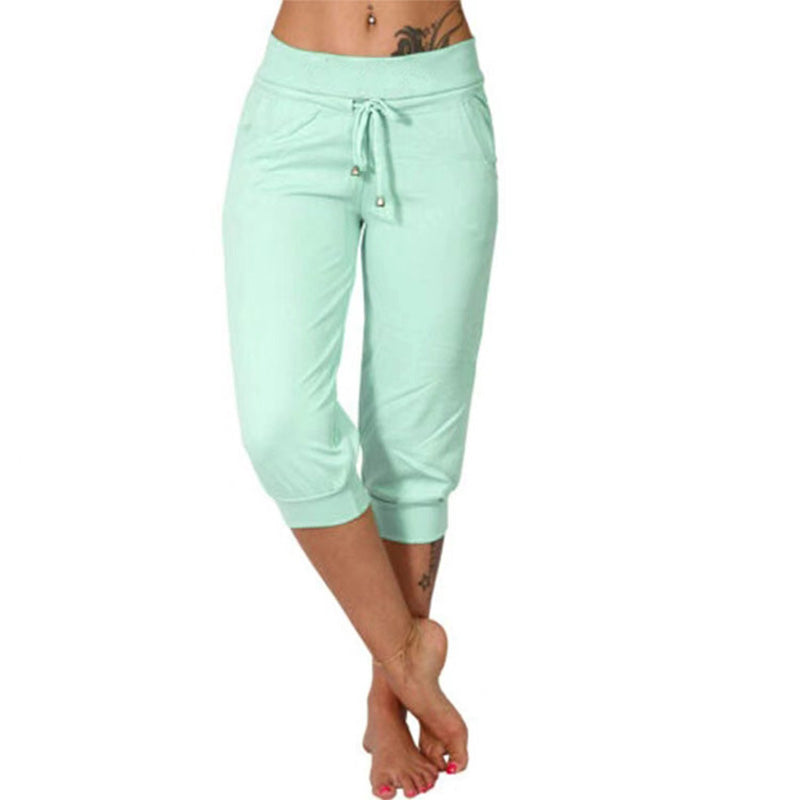 Casual drawstring pocket capri sweatpants