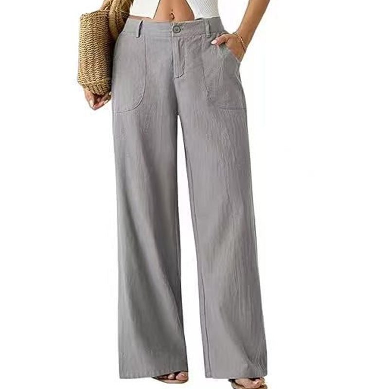Casual high-waisted textured wide-leg pants