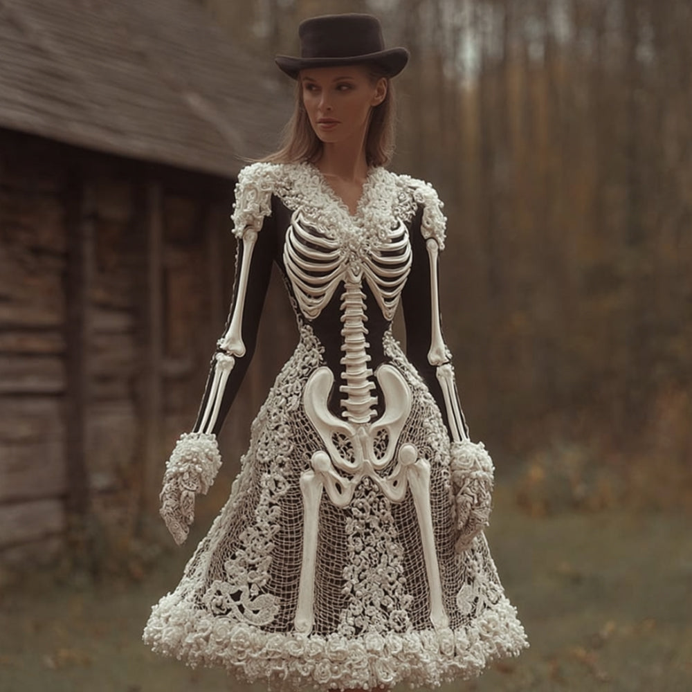 Women's Long Sleeve Gothic Midi Dress | Halloween