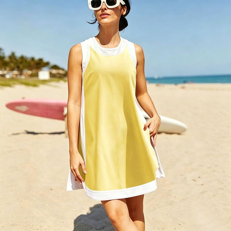 Side-slit tank top and shorts matching set