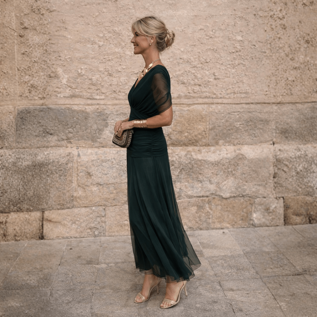 Norma - Off-Shoulder Chiffon Wrap Dress