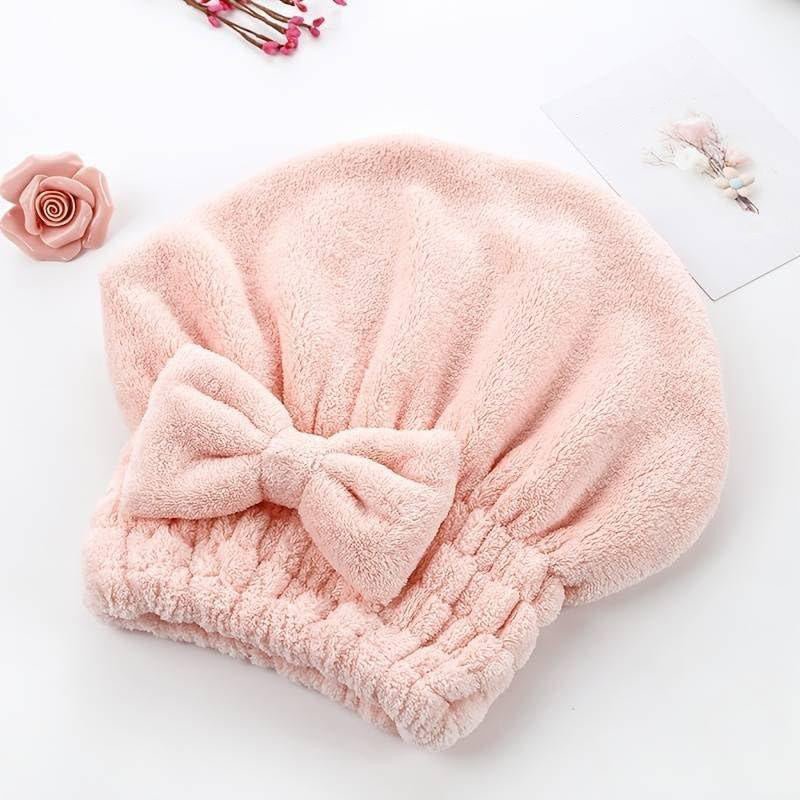 Bow-knot Coral Fleece Thickened Shower Cap