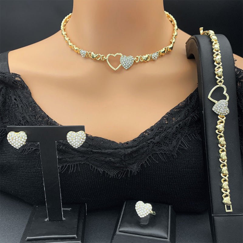 Romantic Heart Rhinestone Jewelry Set