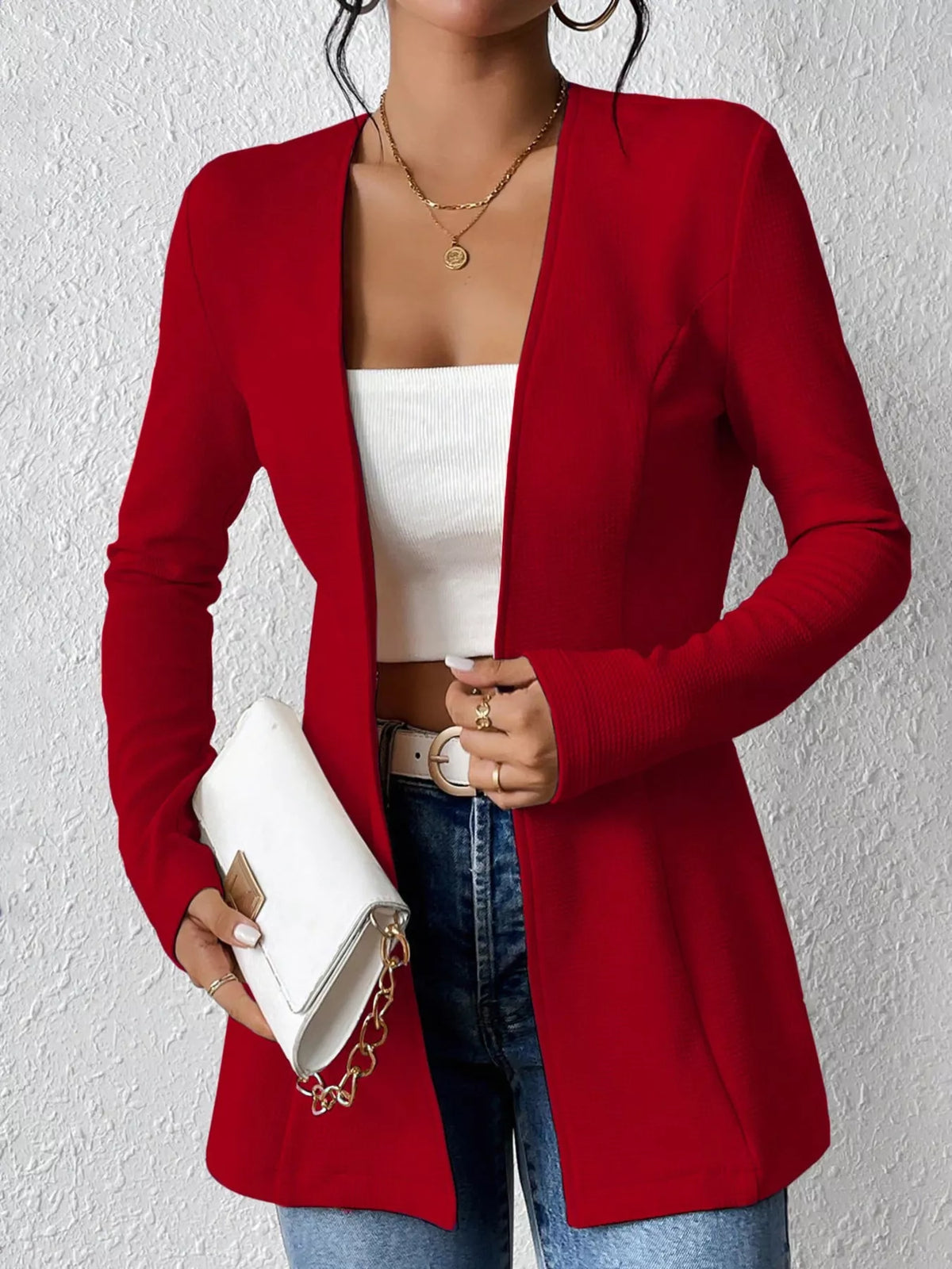 One Button Long Sleeve Blazer