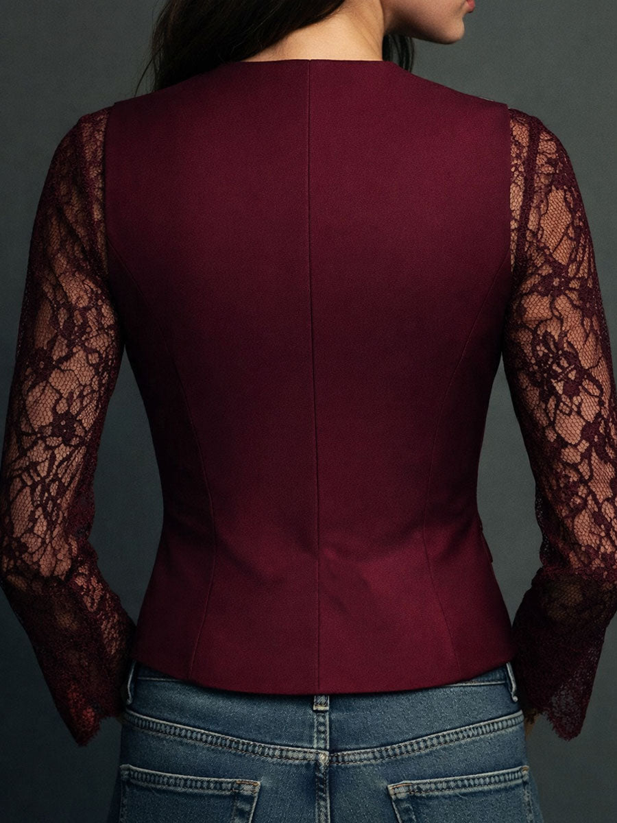 Noémie | Black Jacket with Sheer Sleeves
