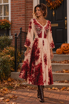 Women's White Floral Maxi Dress | Halloween