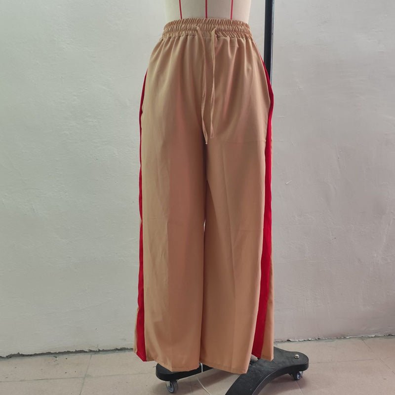 High-waisted leopard print side stripe wide-leg pants