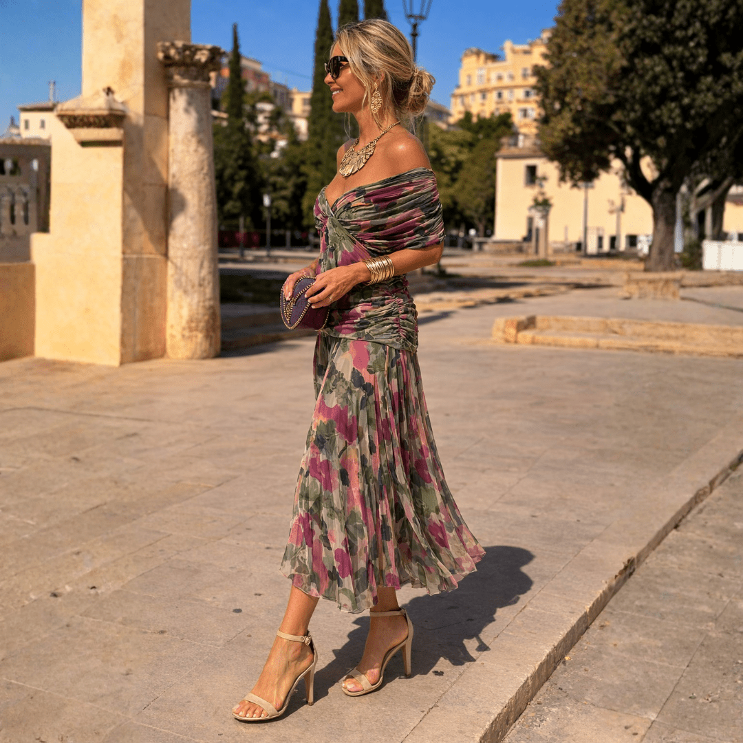 Norma - Off-Shoulder Chiffon Wrap Dress  | FINAL SALE