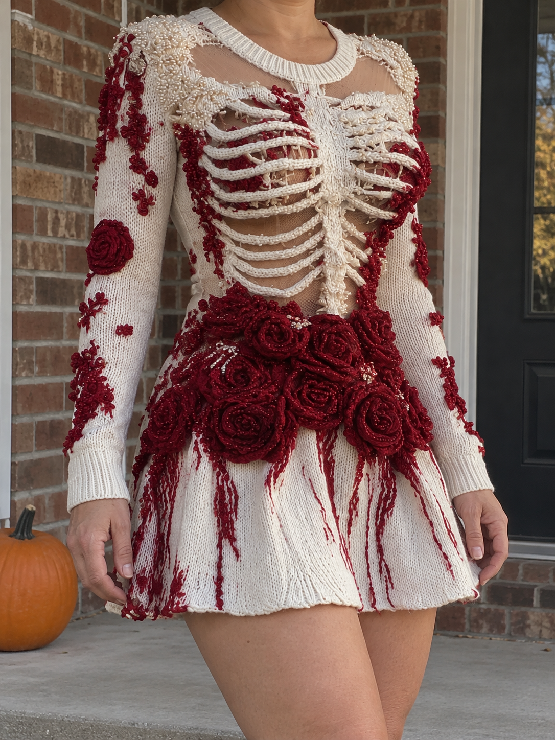 Women's Long Sleeve White Mini Dress | Halloween