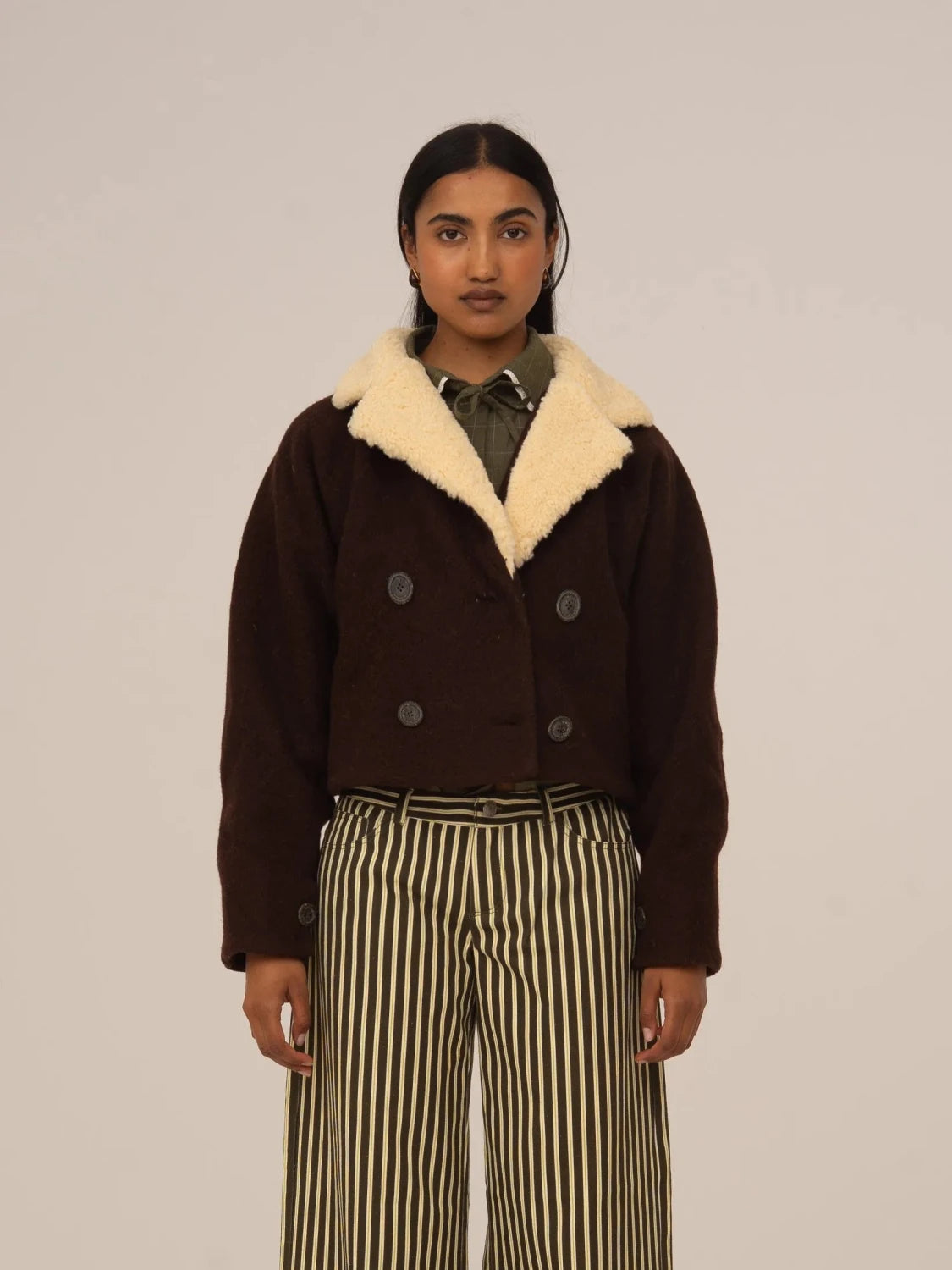 Acorn Cropped Brown Jacket