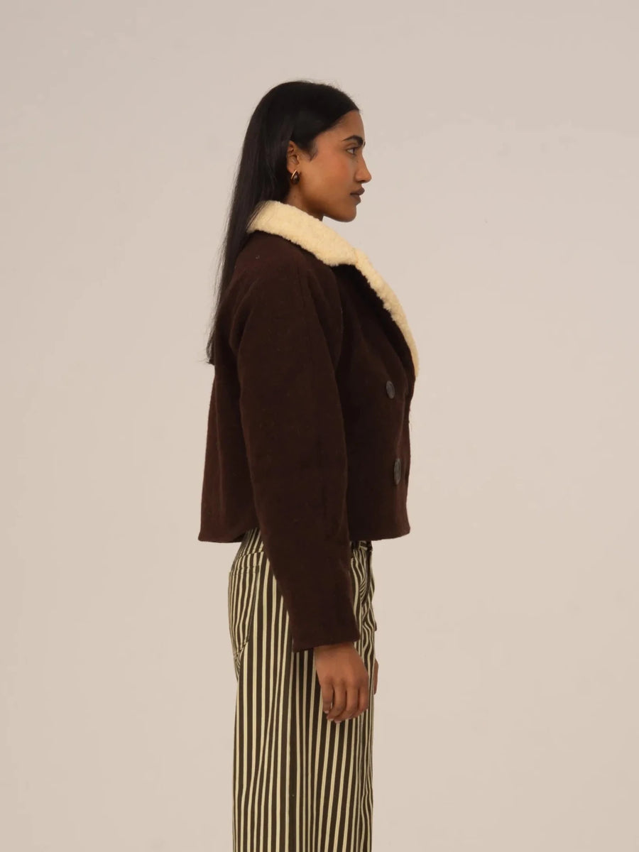 Acorn Cropped Brown Jacket