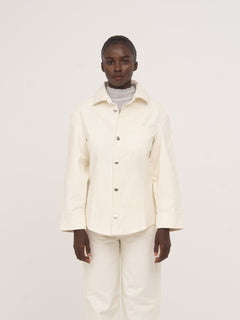 Agenda Cream Fitted Denim Over Shirt