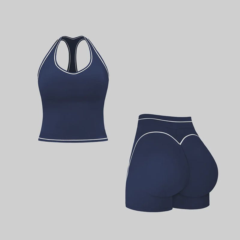 H-Back Sports Top and Shorts Fitness Set