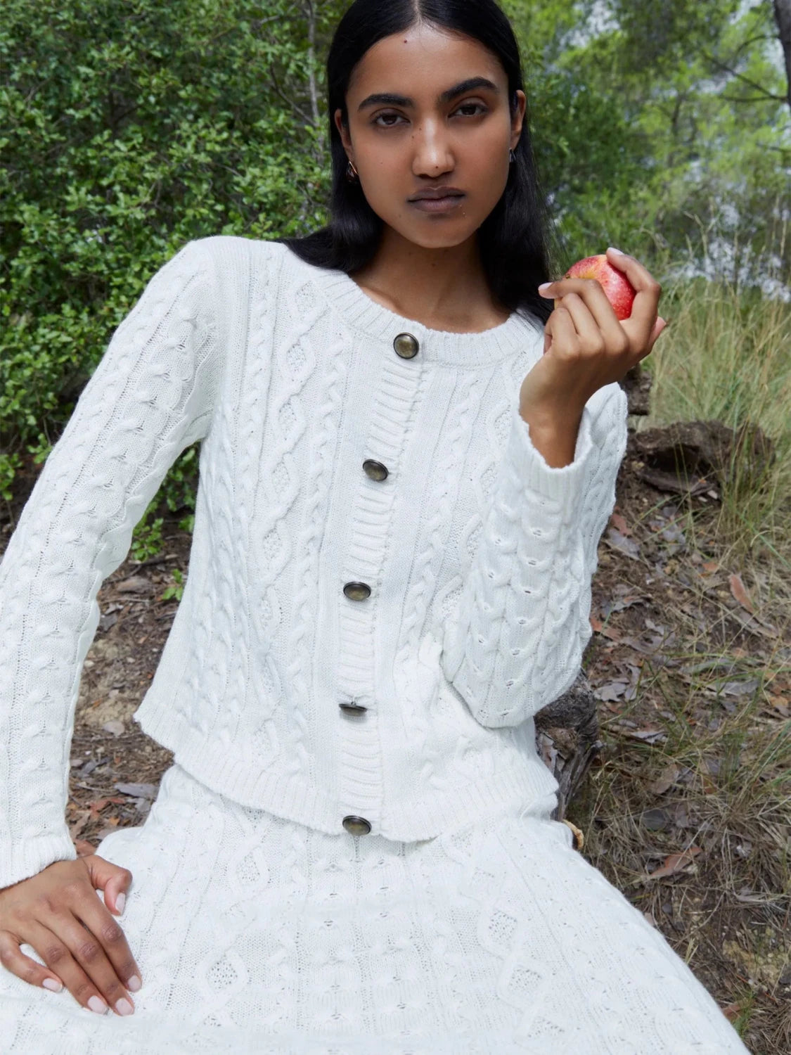 Bare Knit White Cardigan