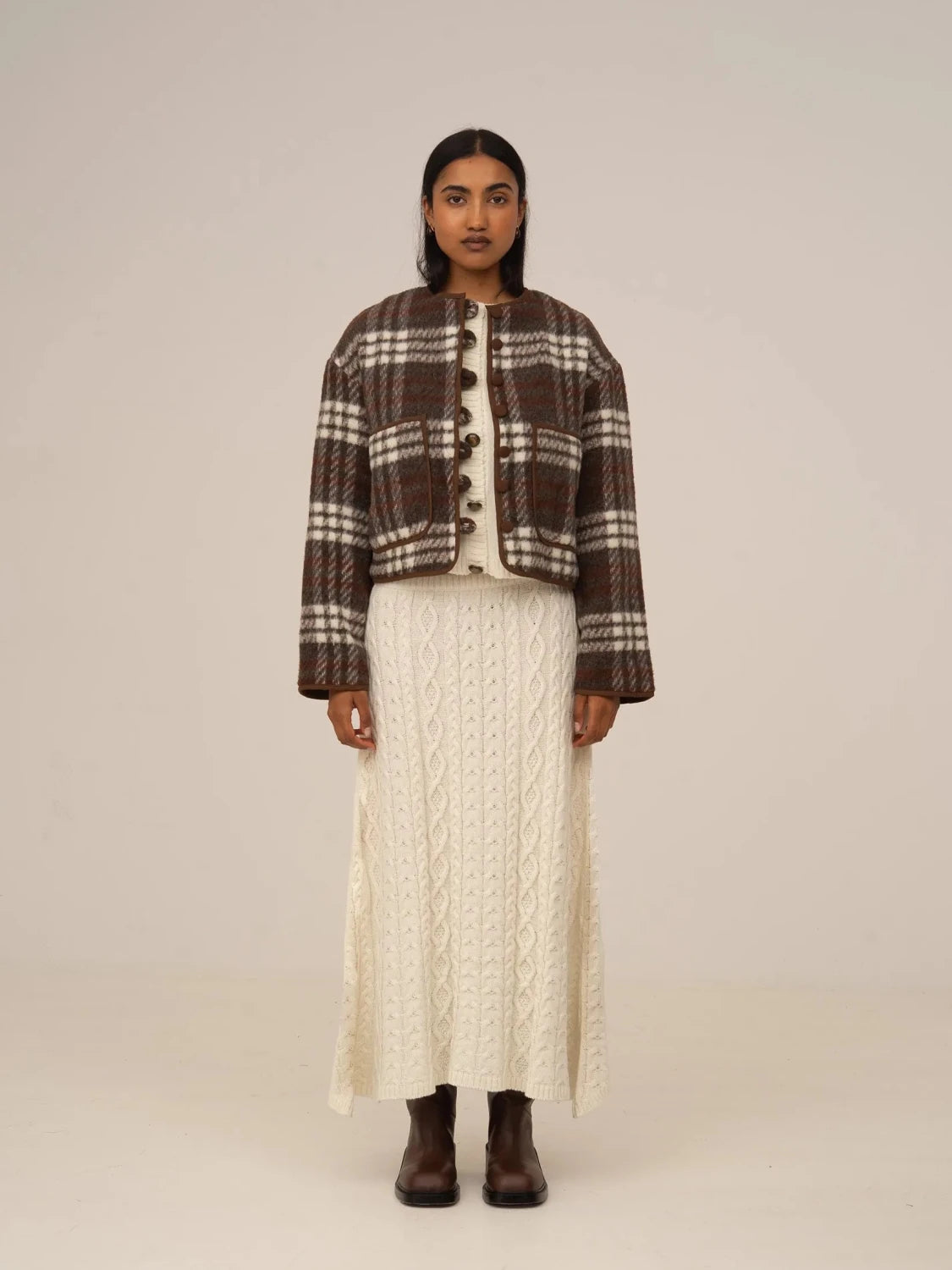 Barefoot Plaid Brown Jacket