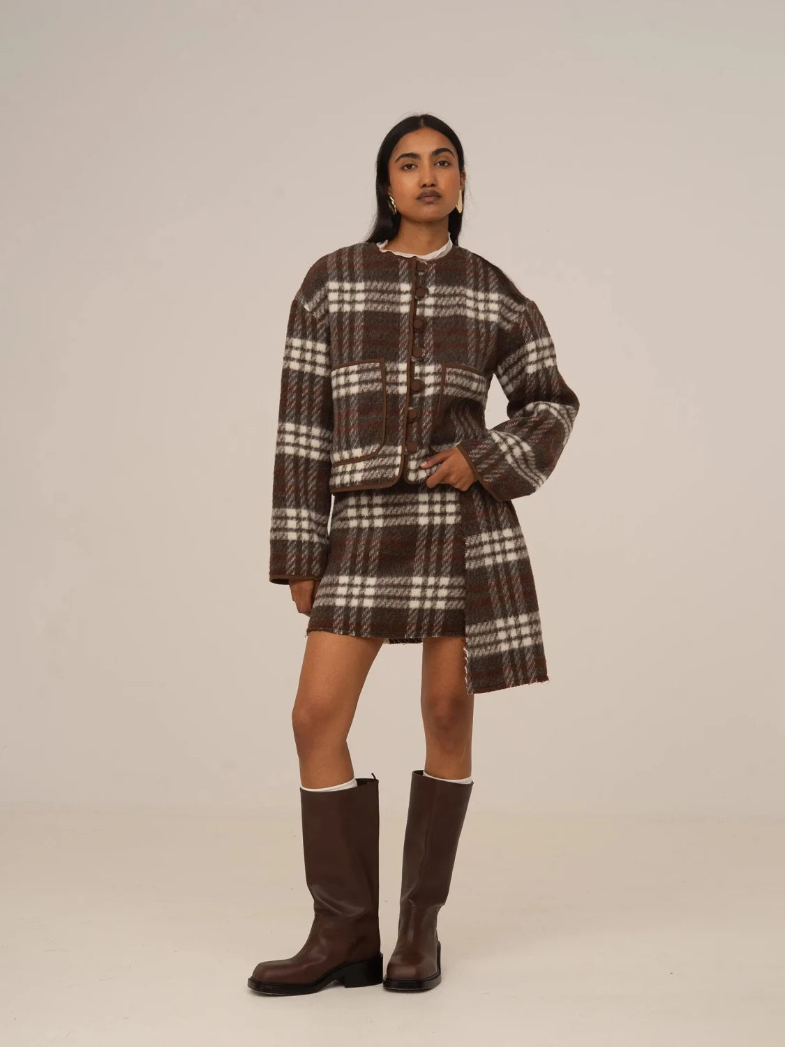 Barefoot Plaid Brown Jacket