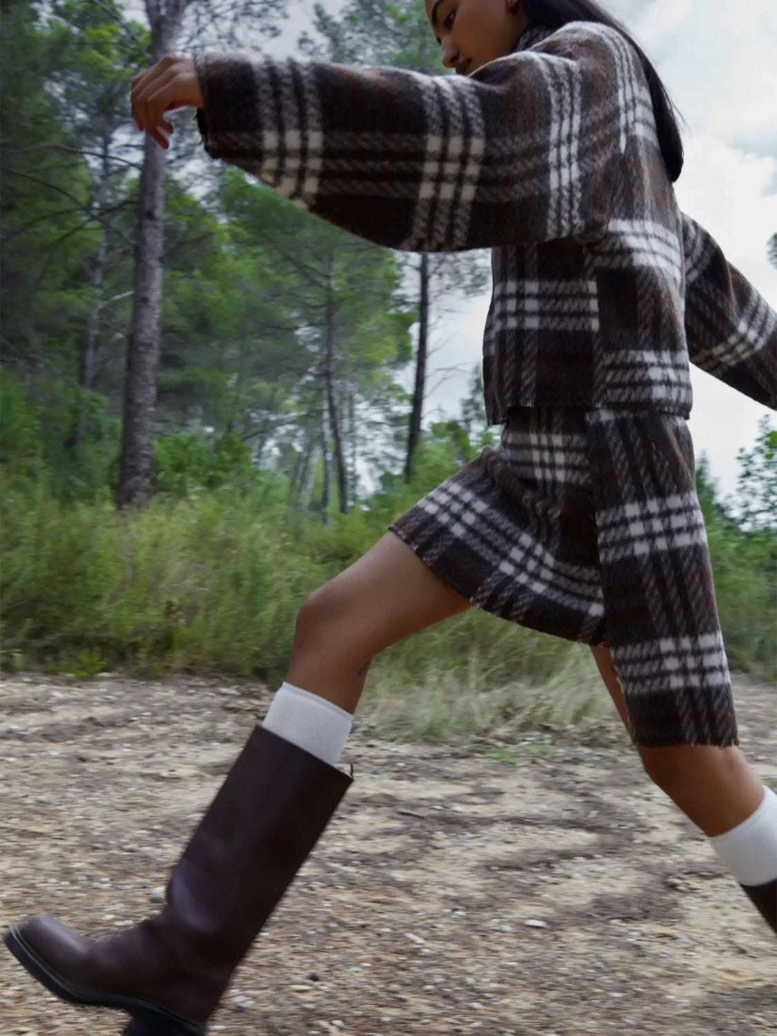 Barefoot Plaid Brown Turtleneck Overshirt