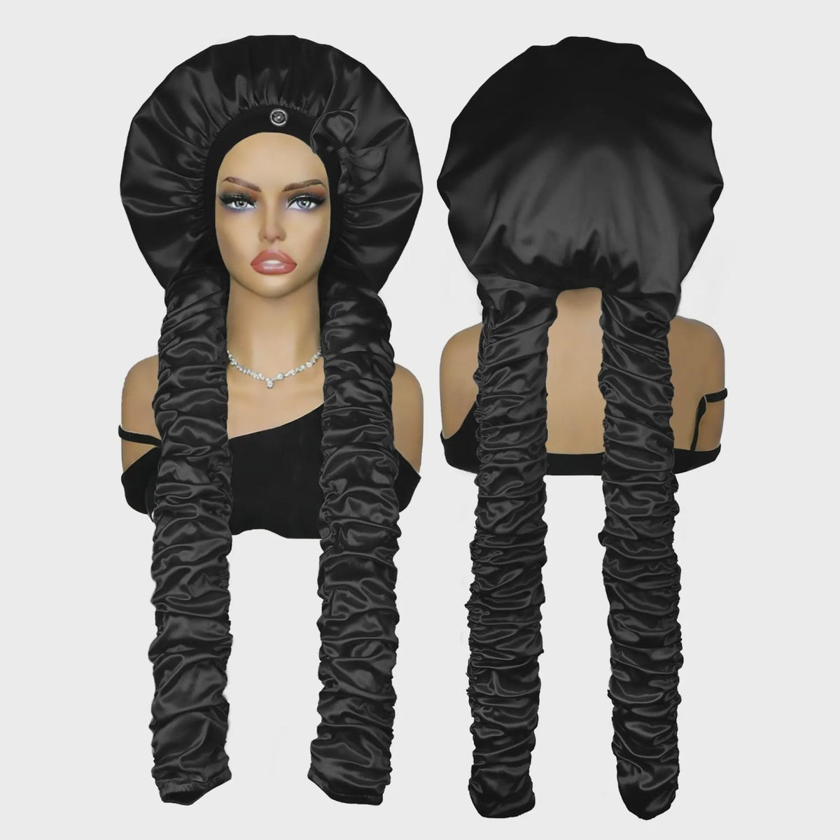 Satin Stretch Non-Slip Sleep Bonnet for Curly Hair