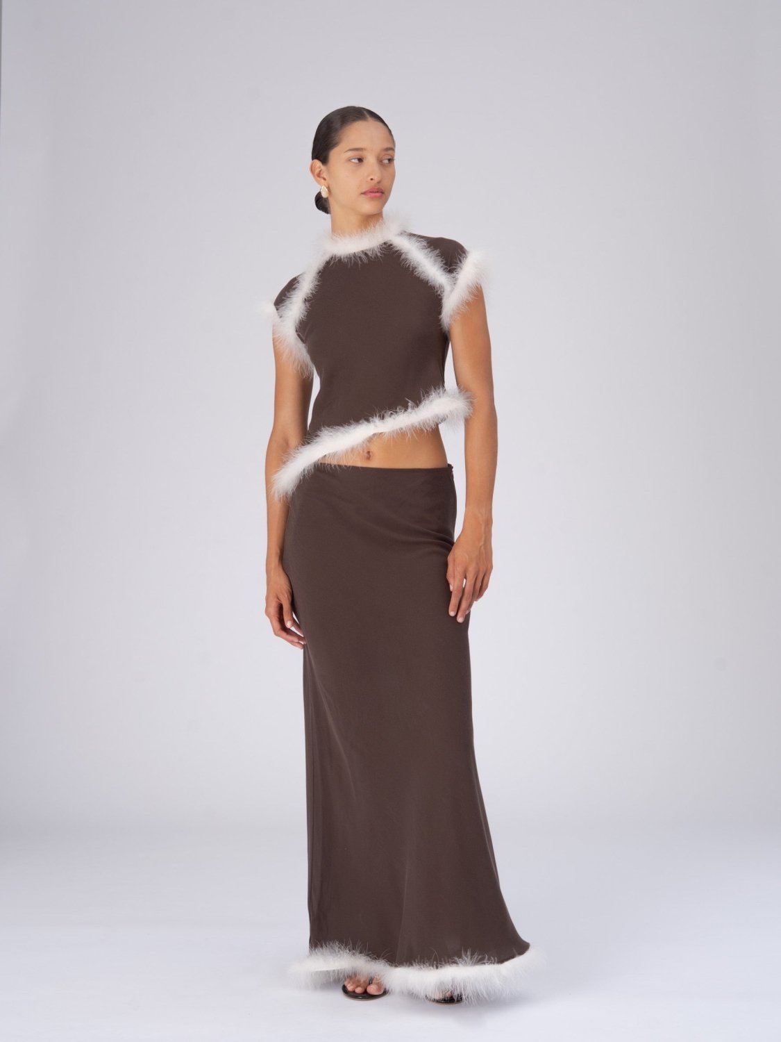 Brown Balance Feather Skirt