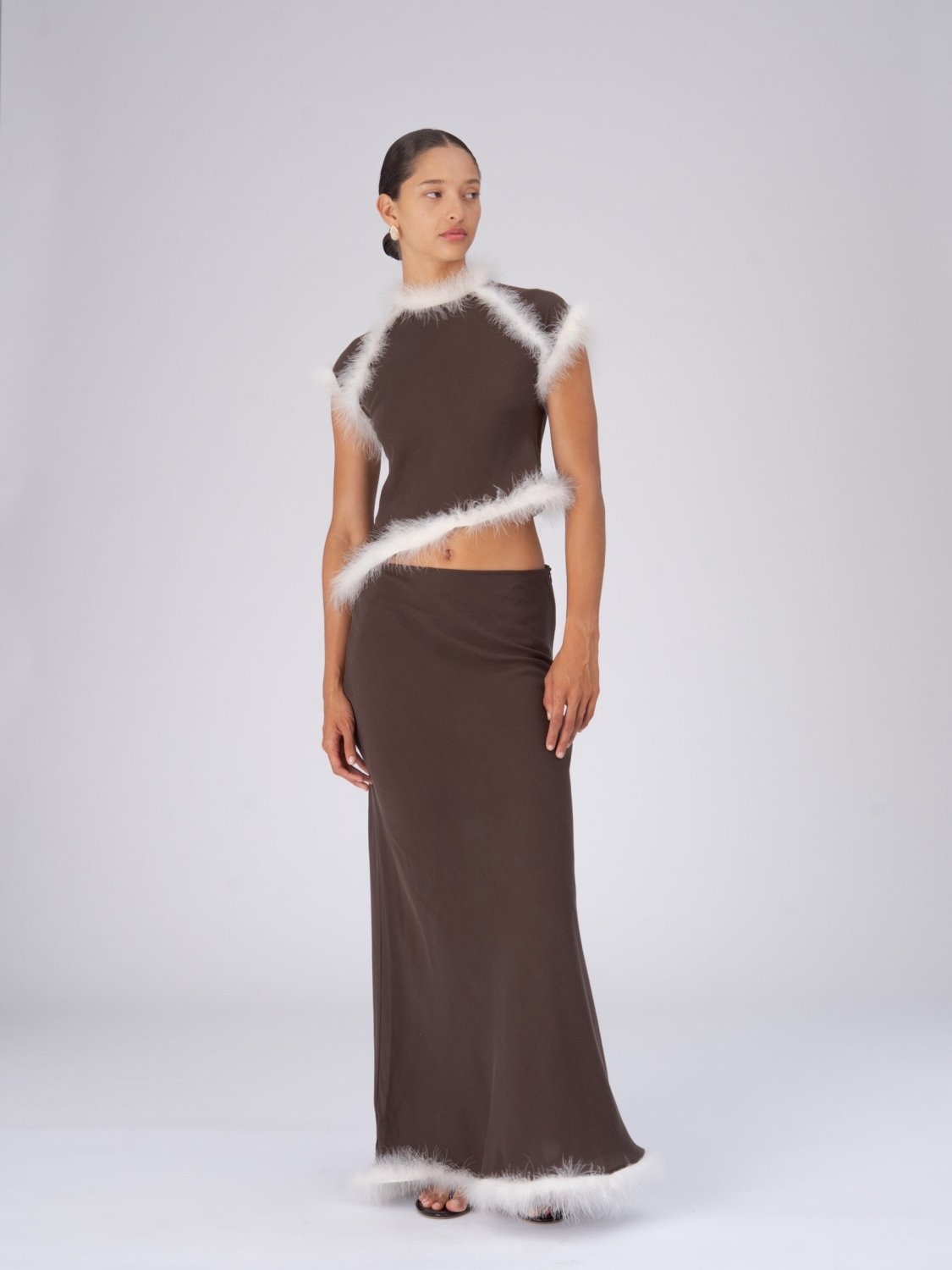 Brown Balance Feather Top