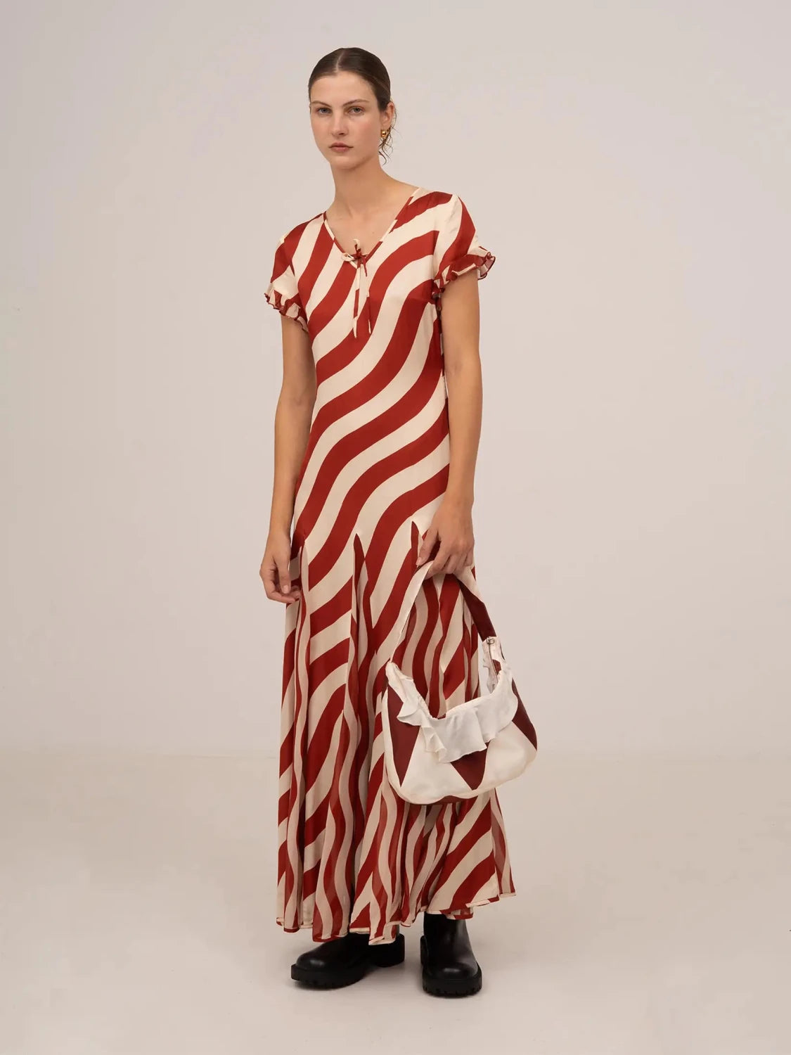 Candycane Argyle Burgundy Print Bag