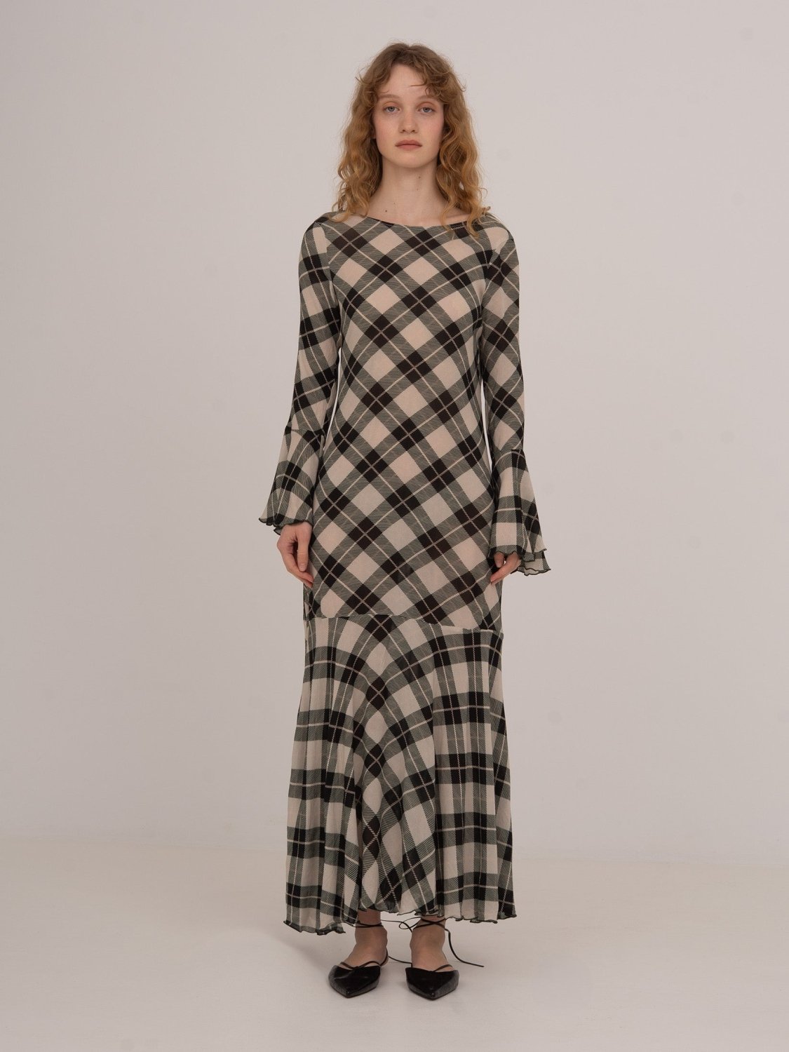 Classic Argyle-inspired Geometric Print Jester Dress