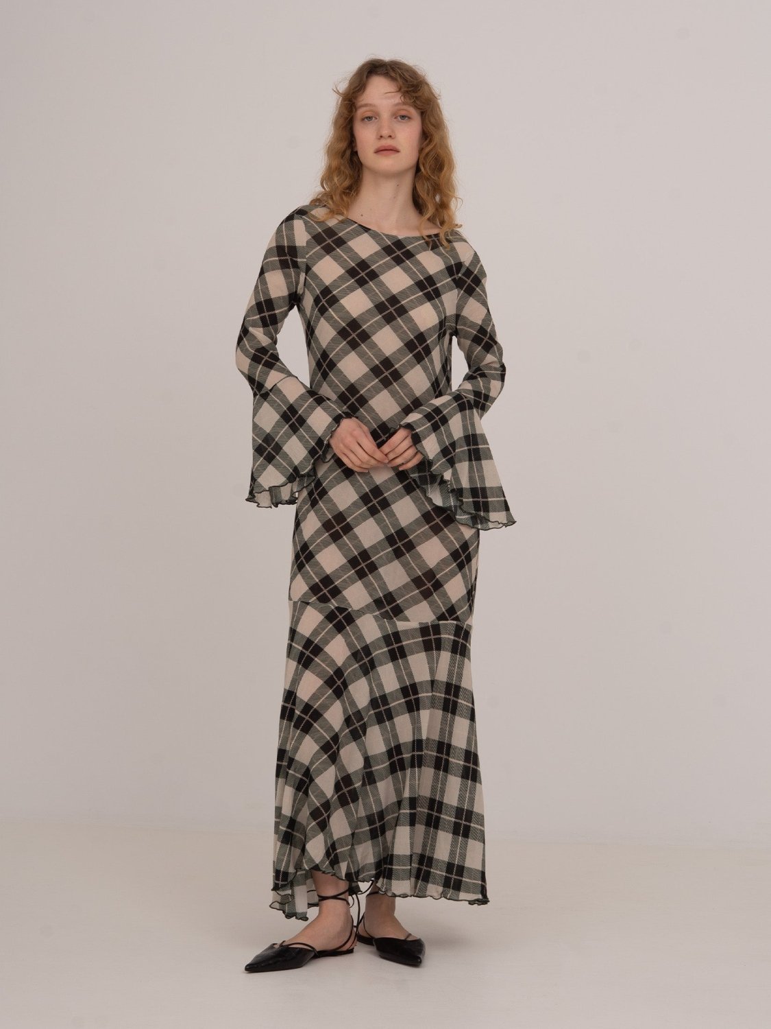 Classic Argyle-inspired Geometric Print Jester Dress