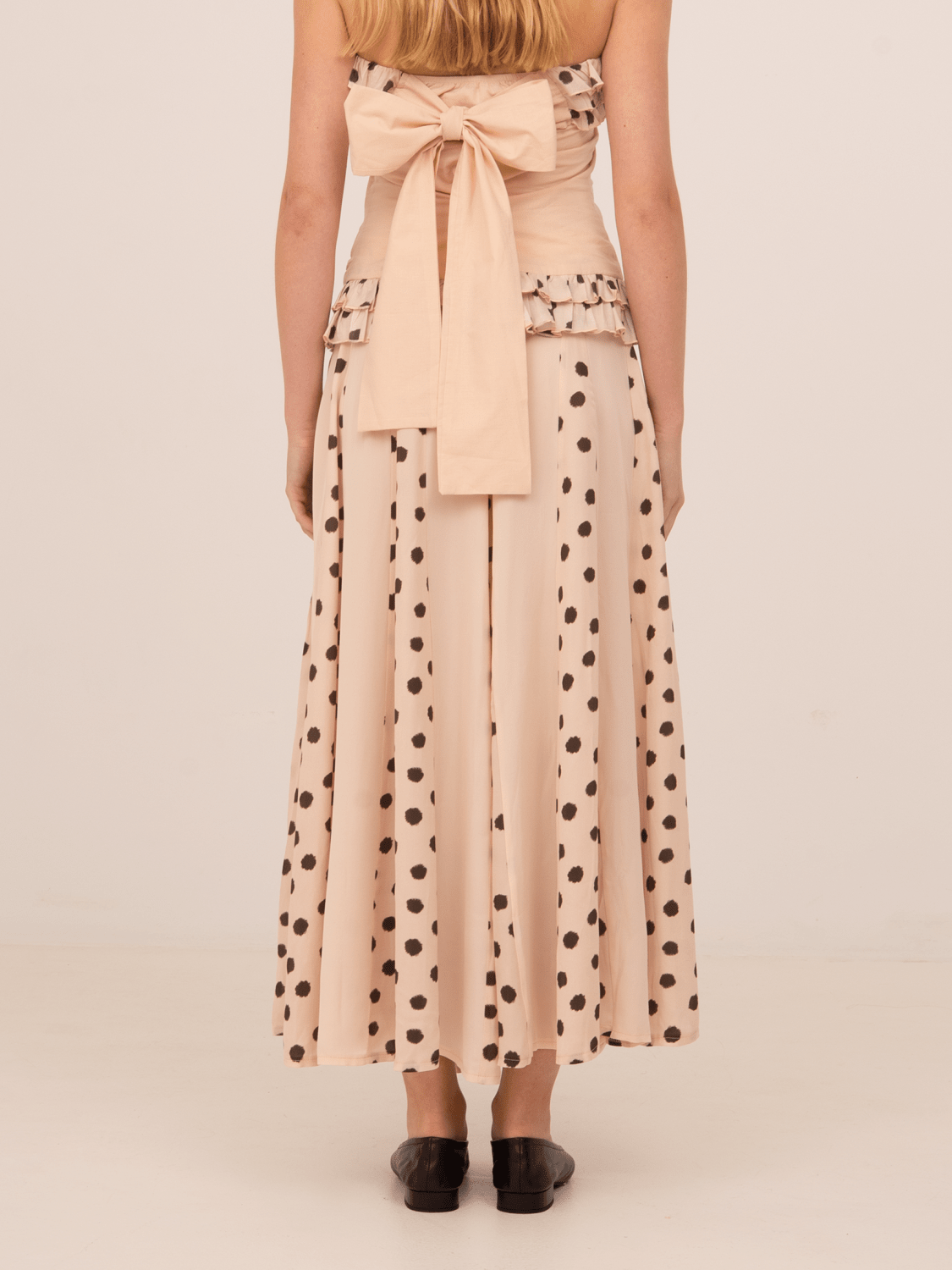 Noctis Beige Polka Dot Print Skirt