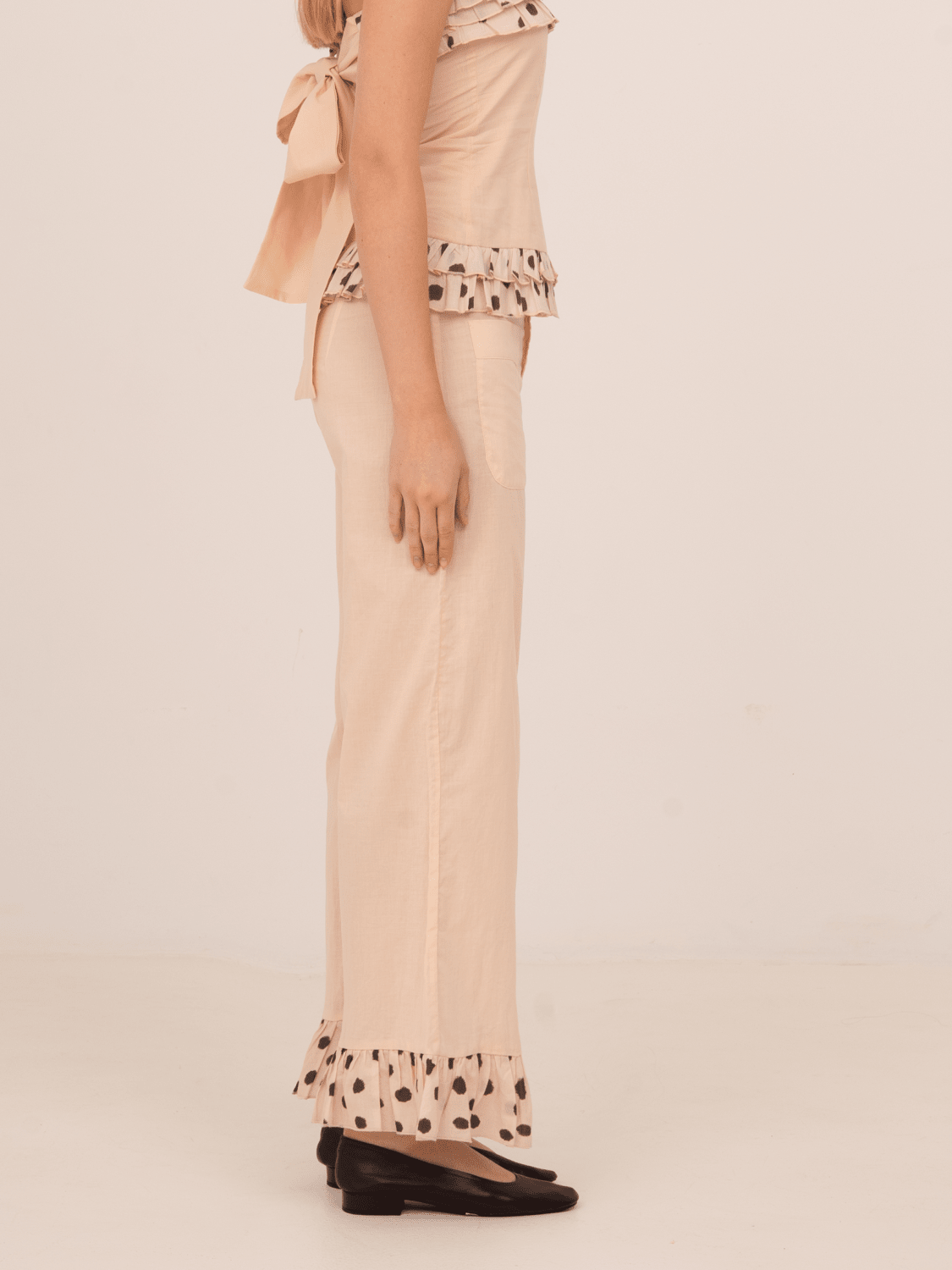 Noctis Beige Polka Dot Print Pants
