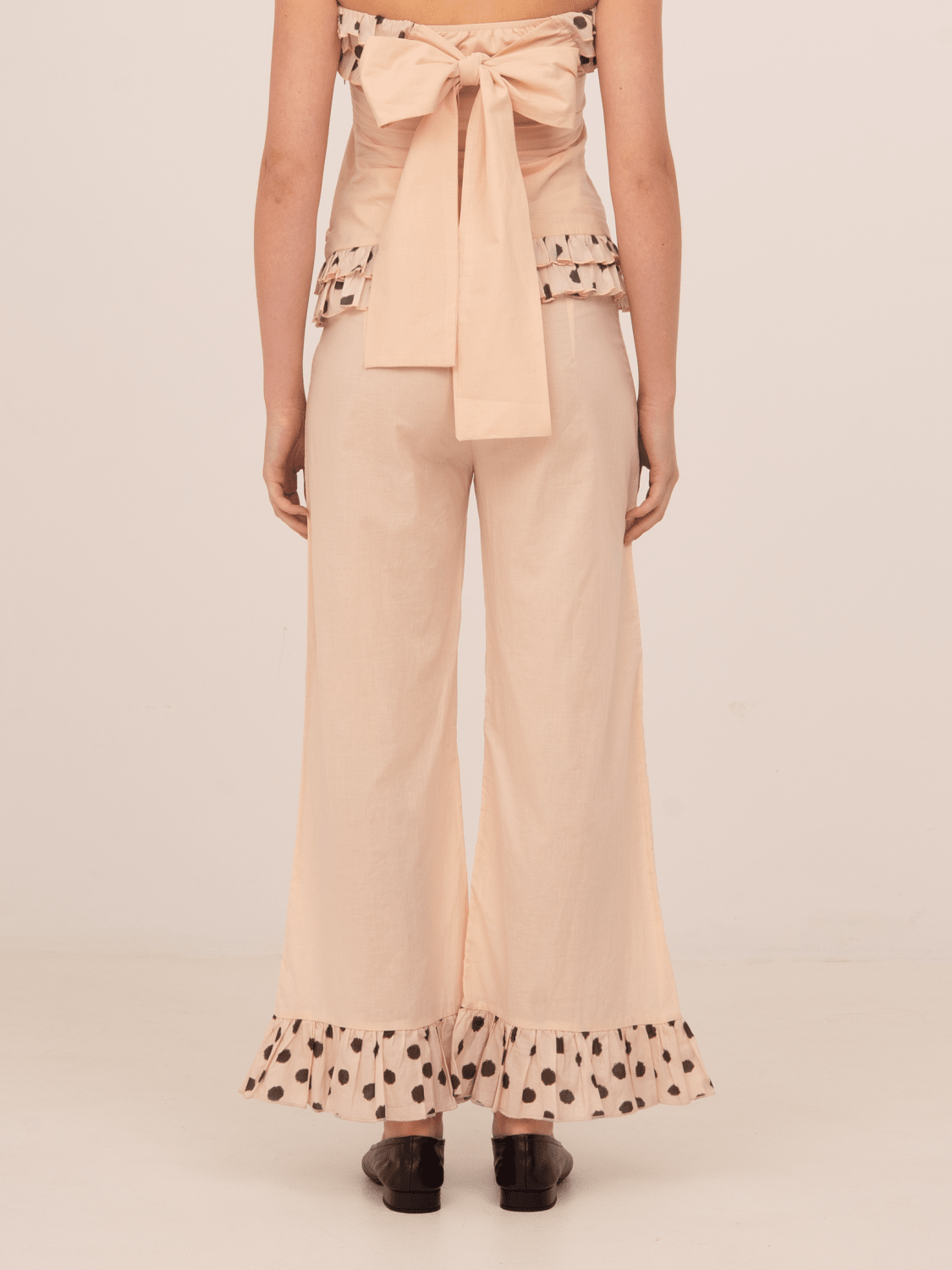 Noctis Beige Polka Dot Print Pants
